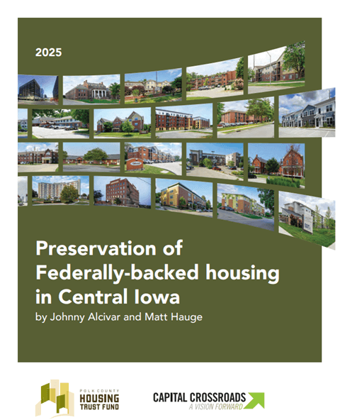 A PDF cover that says "Preservation of Federally-backed housing in Central Iowa"
